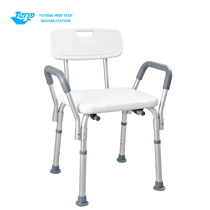 Silla de baño de aluminio con reposabrazos